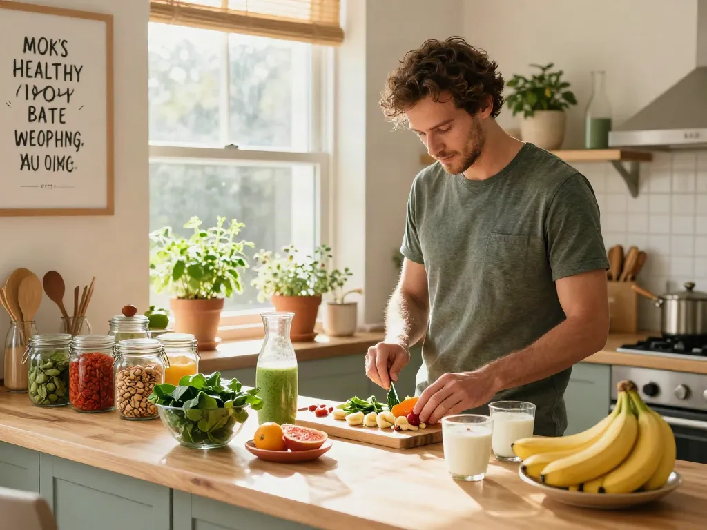 Healthy breakfast preparation with fresh ingredients showcasing rokok88 slot lifestyle