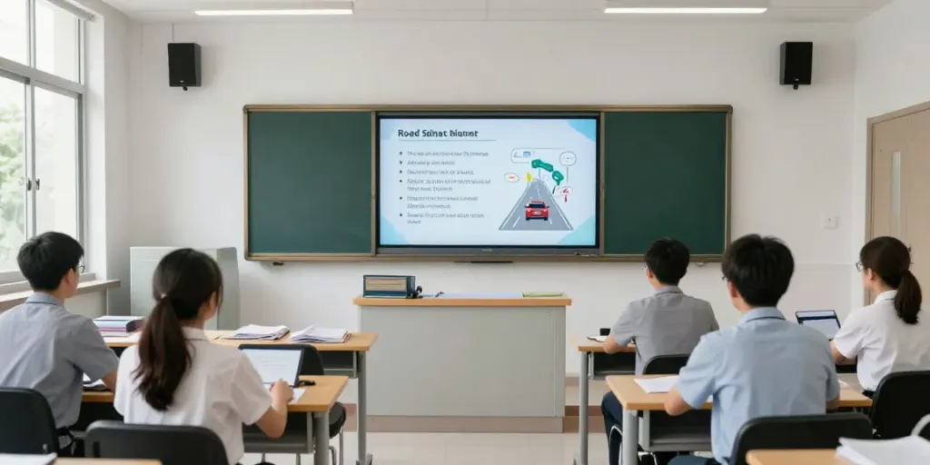 Fahrschule Oerlikon mit modernem Unterrichtsraum zur Fahrerausbildung und digitalen Lernhilfen.