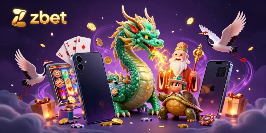 Experience thrilling moments at zbet with an illustration of dragons, fortune, and gaming excitement.