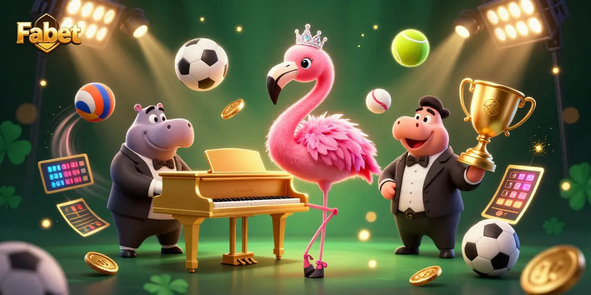 Experience Fabet's vibrant casino atmosphere with lively characters and dynamic gaming elements.
