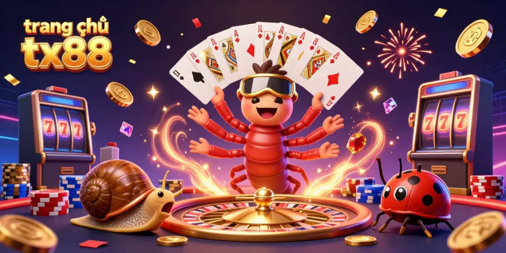 Experience exciting gameplay at trang chủ tx88 with vibrant casino elements in a dynamic illustration.