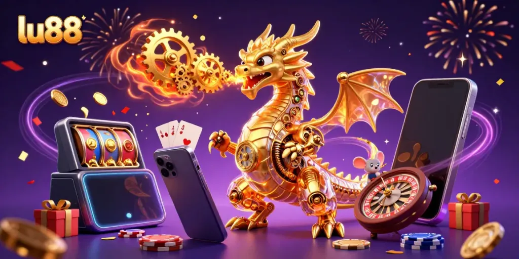 Experience winning strategies at LU88 with dynamic gaming elements in a vibrant 3D illustration.